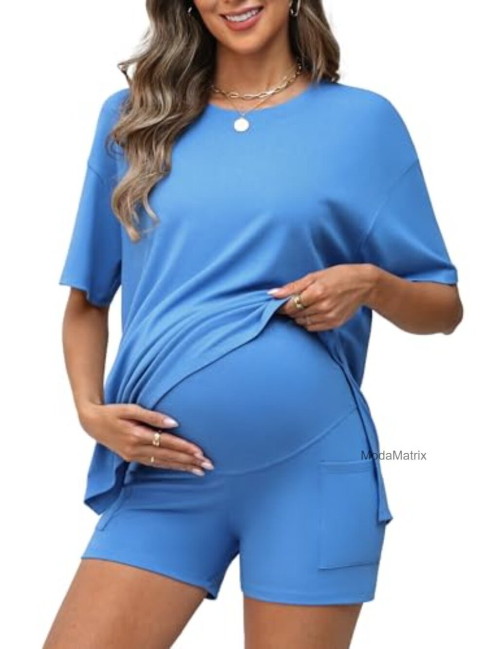 Women's 2 Piece Lounge Short Set High Waisted Side Pockets Soft Rayon Spandex